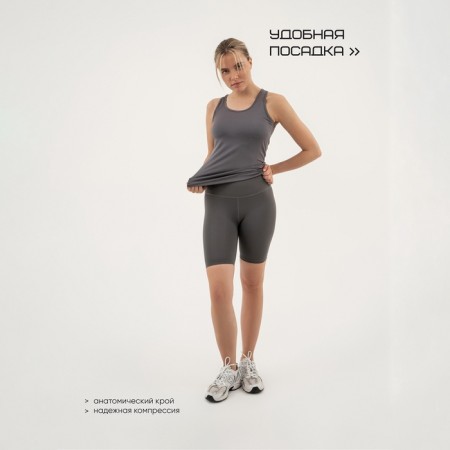 Female T -shirt, basic, size S (44), gray color-1