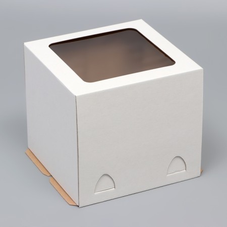 Box for the cake, with a window, without handles, white, 24 x 24 x 22 cm-1