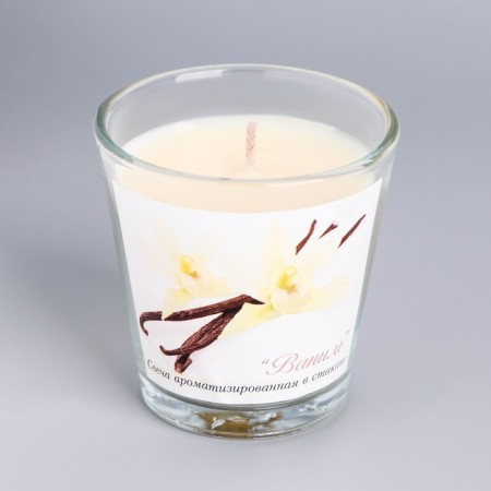 Aromatic candle in a glass "Vanilla", 6.5x6.5 cm, 10 hours, 165 g, white-1