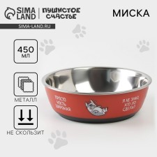 A bowl for cats and dogs made of stainless steel “Well, Gav”, 450 ml, 14 x 4.5 cm