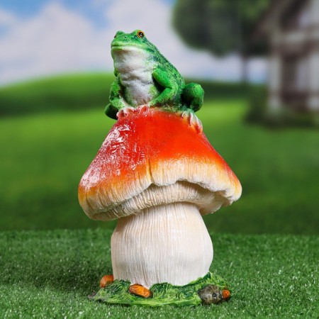 Garden figure "Mushroom with a frog" 24x14x14cm