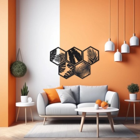 Nast -wall decor, a panel for an interior made of wood "Paporotnik", 5 modules 32 x 27.5 cm-3