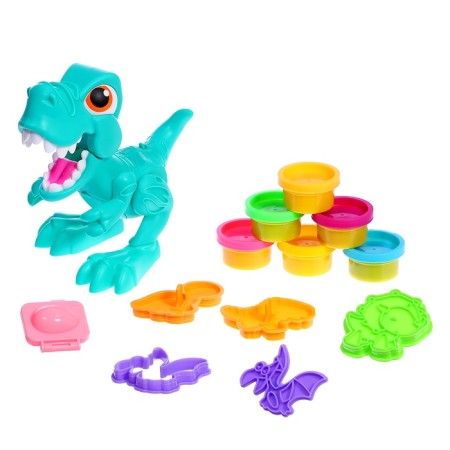 Euryses Set for playing with plasticine "Dinomir", 6 jars of plasticine-1