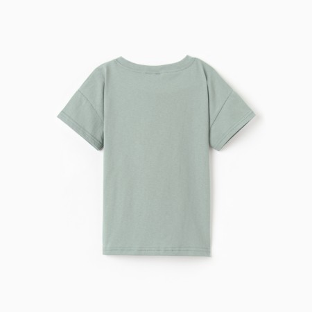 Baby T -shirt with a lowered shoulder, olive color, height 104 cm-3