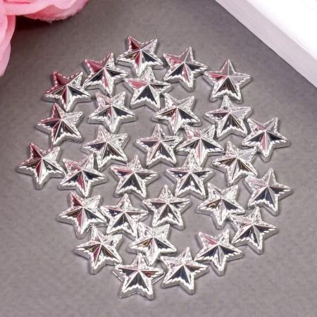 Decor for creativity plastic "Stars" silver set 30 pcs 1.2x1.2 cm