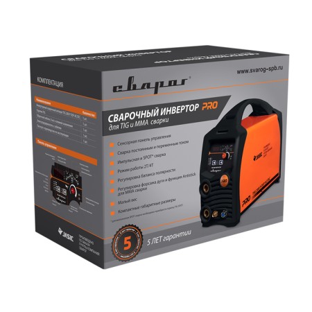 Svarog Inverter "Tig 200 P DSP AC/DC" Pro "E201, 7.5 kW, 200A, 220V-5