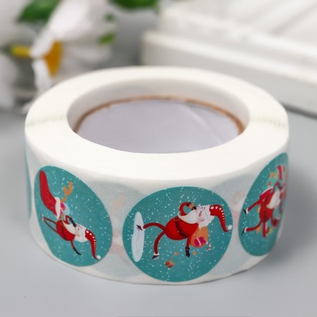 Stick Paper "Grandfather Frost" d = 2.5 cm 500 pcs in a roll 3x6.5x6.5 cm-2
