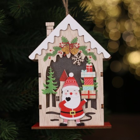 New Year's decor with backlight "Santa Claus with gifts" 9 × 6 × 12.5 cm-1