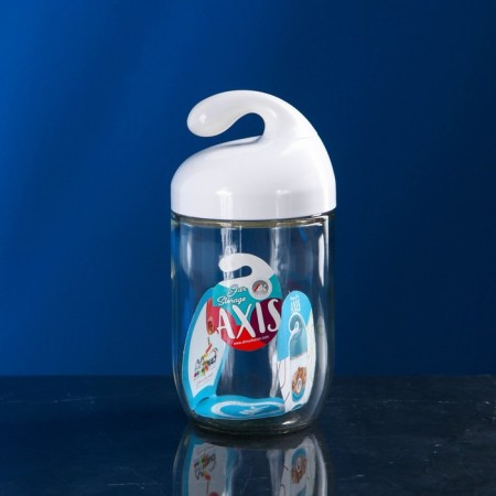 Bank for bulk products "Axis", glass, white cover, 500 ml, Iran
