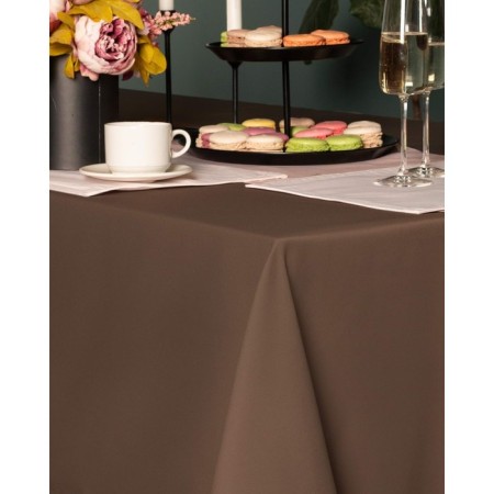 Round tablecloth, size 160x160 cm, coffee color-1