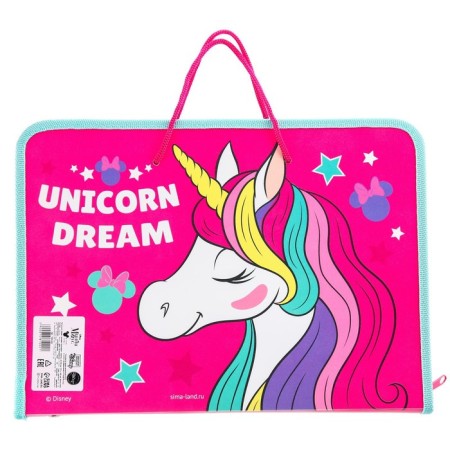 Plastic folder with A4 handles, on lightning, Minnie Mouse and unicorn-6