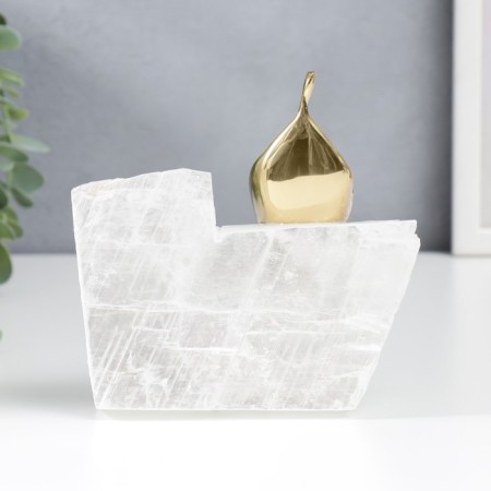 Souvenir brass, quartz "abstraction. Man in a cloak, sits on the mountain" 13x7x15 cm-2