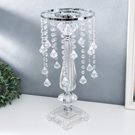 Acrylic Cloth for 1 candle "Crystal drops" silver 44x20x20 cm-1
