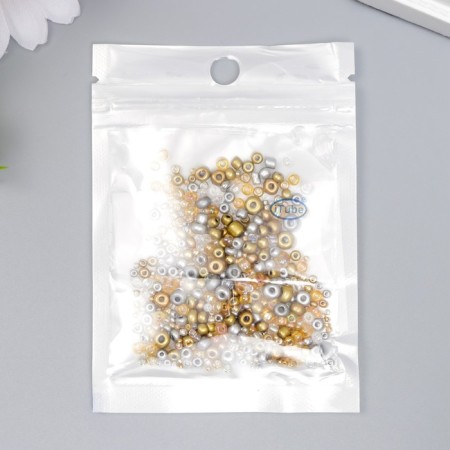 Glass beads 6/0-15/0 "Assorted gold and silver" d = 1.5-4 mm, nr 10g-2