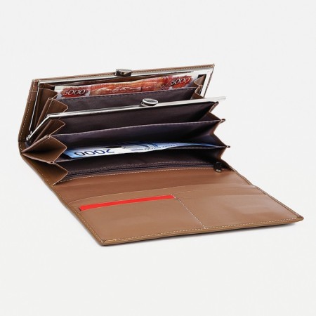 Women's wallet on magnets, brown color-2