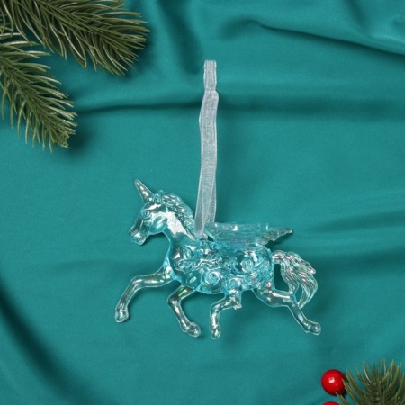 Christmas tree decoration "Unicorn" 7x10 cm, blue overflow