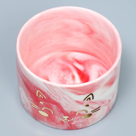 Kashpo ceramic with embossing, pot "Mordochka", 8 x 5.5 cm-3