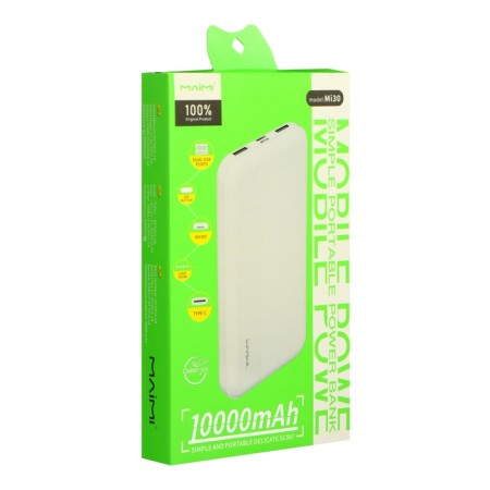 External Maimi Mi30, 10,000 mAh, 2 USB, Type-C, MicroUSB, 2.1 A, white-6