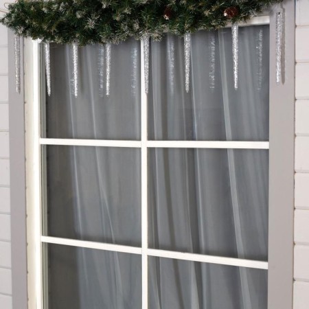 Garland "icicles rhyflated" 2.5 × 0.3 m, IP65, transparent thread, 192 LED, glow blue with a drain effect, 12 V effect-1