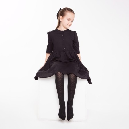 Pantyhose children's openwork era "Christmas tree" color Black, 8-10 years old