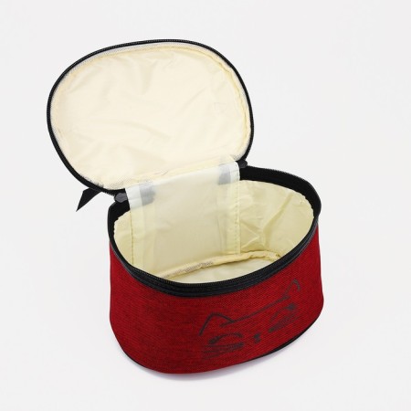 Cosmetic bag with a lightning, with a lining, burgundy color-2
