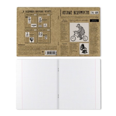 Notebook of 48 sheets in the Erichkrause "News", Craft Carton, OFSET block 100%, mix-6