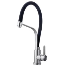Fashun A54012-7 kitchen mixer, single-leaf, flexible spout, stainless steel, black