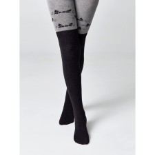 Children's tights with drawings CONTE KIDS Sof-Tiki, height 140-146 cm, color gray-black