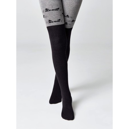 Children's tights with drawings CONTE KIDS Sof-Tiki, height 140-146 cm, color gray-black
