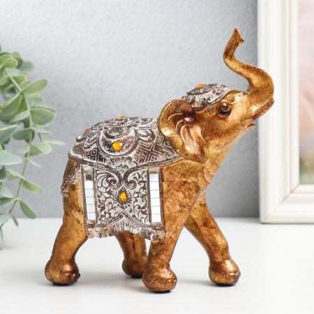 Souvenir Polystone "Elephant - Popon with patterns and amber" 14.5x7x16.5 cm-3
