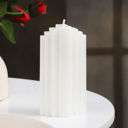 Candle-cylinder "skyscraper", 3.7x1.5 cm, white, 6 hours