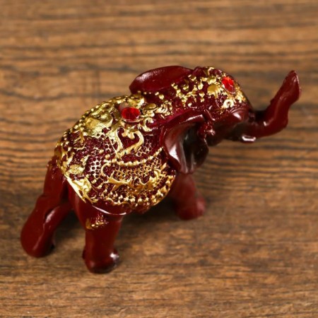 Souvenir Polystone "Elephant in the Golden Popone" 5x6.5x2.5 cm-4