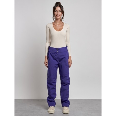 Warmed female trousers, size 50, purple color-13