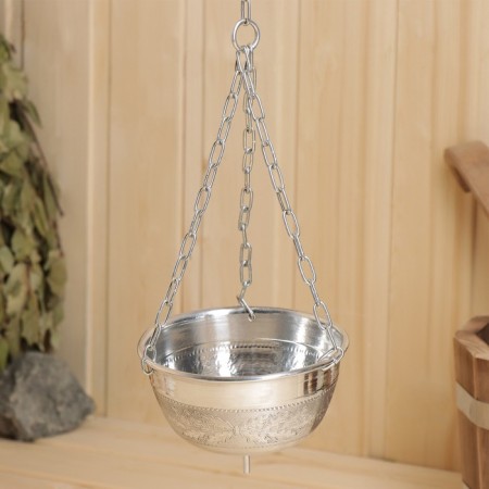 Grass and Himalayan salt bowl suspended with a dispenser d = 12cm, v = 0.4l-1