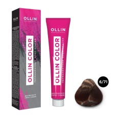 Cream-color hair Permanent Ollin Professional Color, tone 6/71 Dark Brown Brown-Papel, 60 ml