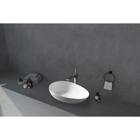 ABBER STEIN AS2615 sink, invoice, 600x360x150 mm, artificial stone, white-1