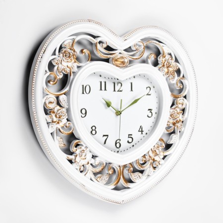 Wall clock, series: interior, "heart", discrete move, 1AA, D-25.5 cm, 55 x 48 cm-1