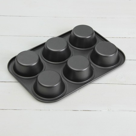 The form for baking the share "Jacqueline. Circle ", 31.6 × 21.8 × 3.5 cm, 6 cells, anti -stick coating, black color-2