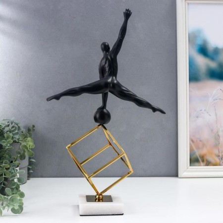 Souvenir Polystone, Metal "Athlet with weight" black with gold 50x14x27.5 cm-3