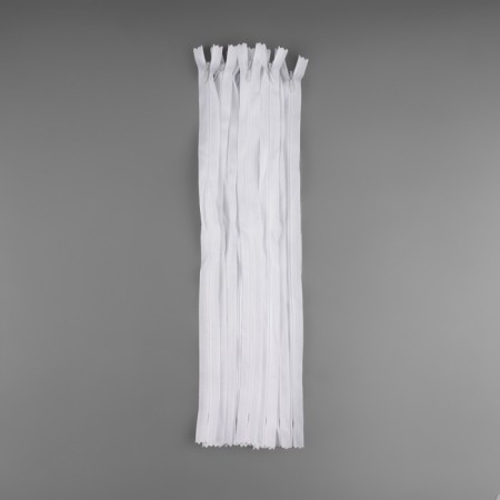 Lightning secret, No. 3, non -income, automatic lock, cotton, 40 cm, white color-2
