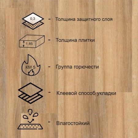 Modular vinyl tile Groove Curtis 91.44x15.24cm, thickness 1.85 mm, 3.066M2-1