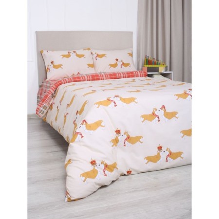 Bed linen 1.5 joint venture "Royal Corgi", size 150x215 cm, 145x210 cm, 50x70 cm