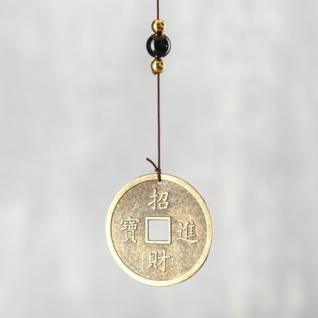 Wind Music Metal "tree" 3 bells, 3 coins 45 cm-2