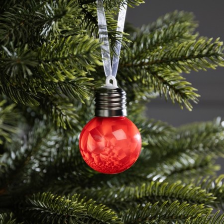 Christmas ball "Winter pattern Red" d = 5 cm, 1 LED, AG13X3 (in the set), glow warm white-1