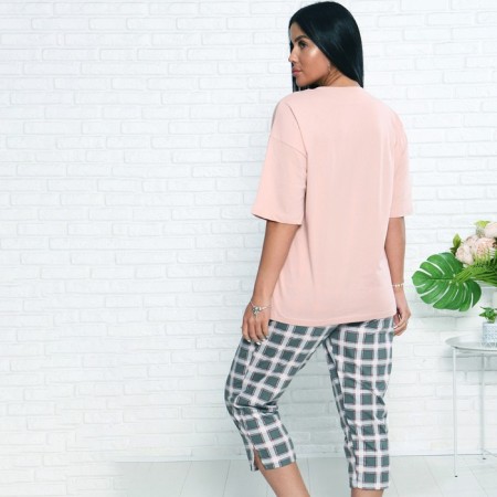 Women's home set (T -shirt/Bridges), pink color, size 52-2