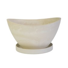 Pot for flowers and plants with a pallet, white stone boat 25x18x15cm, 2.8l