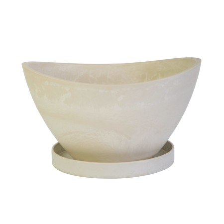 Pot for flowers and plants with a pallet, white stone boat 25x18x15cm, 2.8l