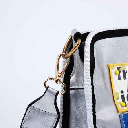 Bag Cross-Bodi with a zipper, silver color-4