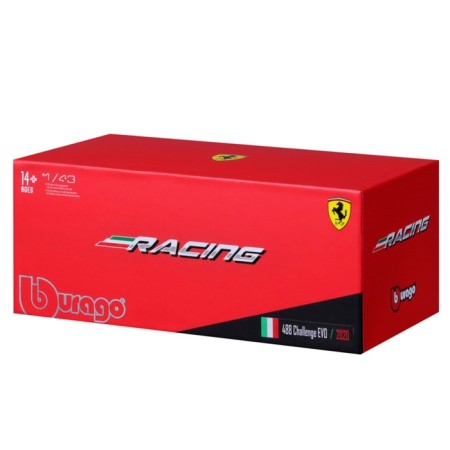 Racing machine Bburago Ferrari 488 Challenge Evo 2020, Die-Cast, 1:43, Red color-12