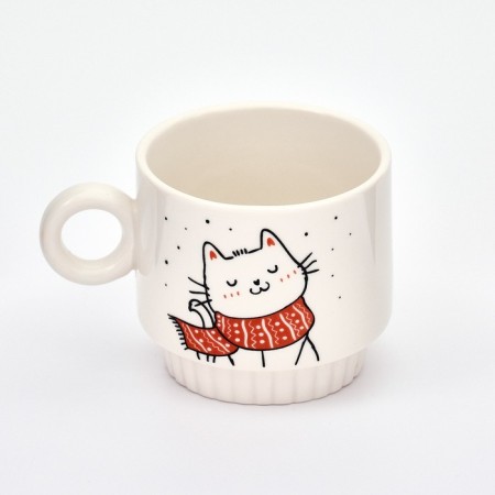 New Year. A set of mugs of ceramics "Snow Kotiks", 250 ml, 2 pcs-2